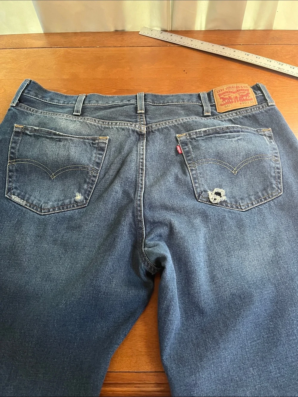 Levi's 541 Jeans in Indigo Blue with Distressing Athletic Fit